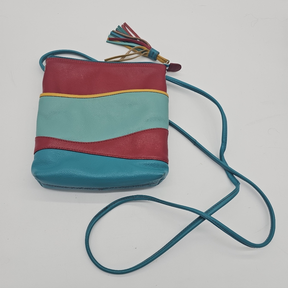 iLi New York Multi-color Leather Crossbody Bag Purse